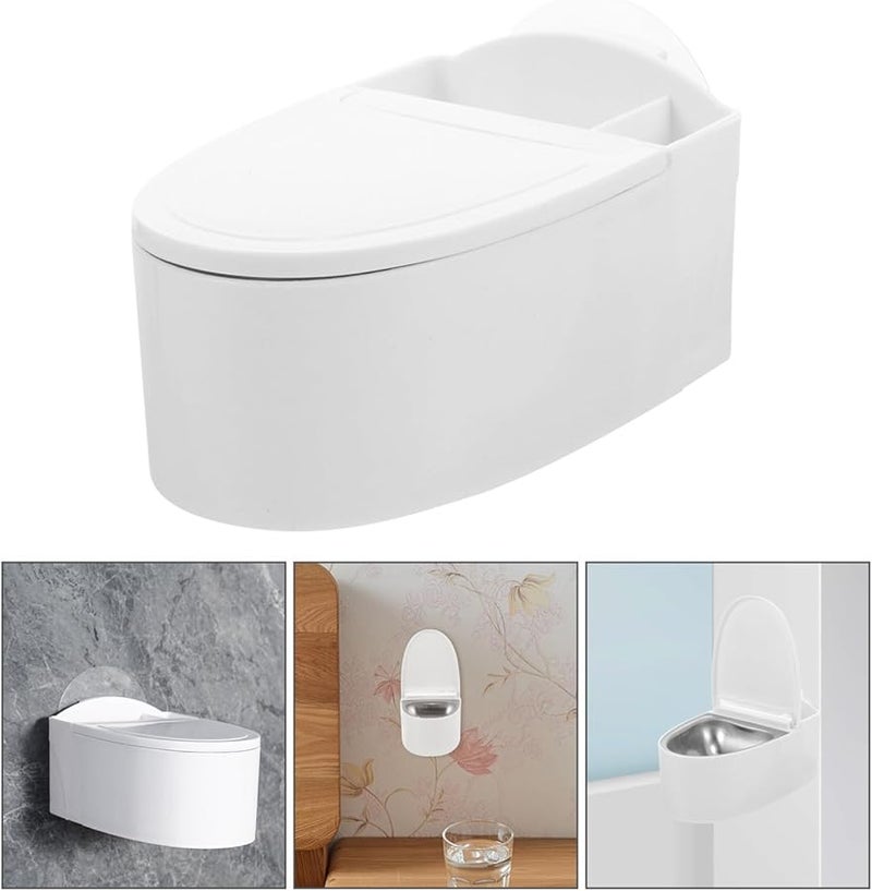 حامل سجائر معلق على الحائط على شكل مرحاض مع غطاء، بدون دخان، لا يتطلب الحفر، ديكور الحمام - Image 5